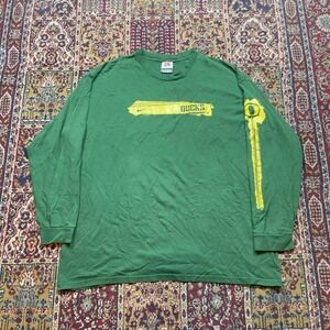 VTG 00s Nike Silver Tag rubber shiny print college long sleeve stripe tshirt XXL